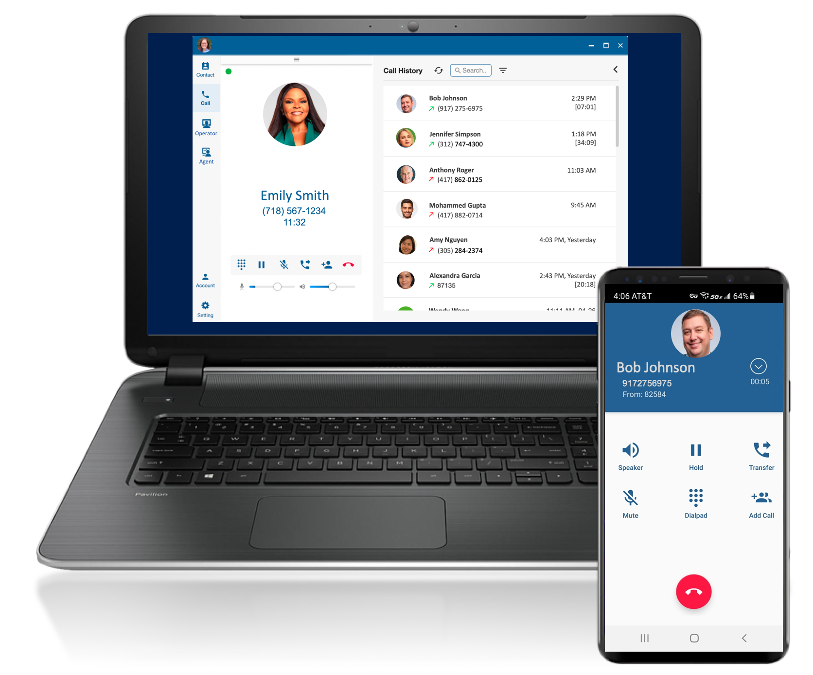 FortiFone Softclient Desktop and Smartphone UI